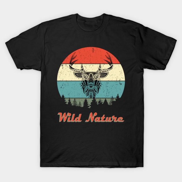 Wild Nature Deer Abstract Sunset T-Shirt by SmileSmith